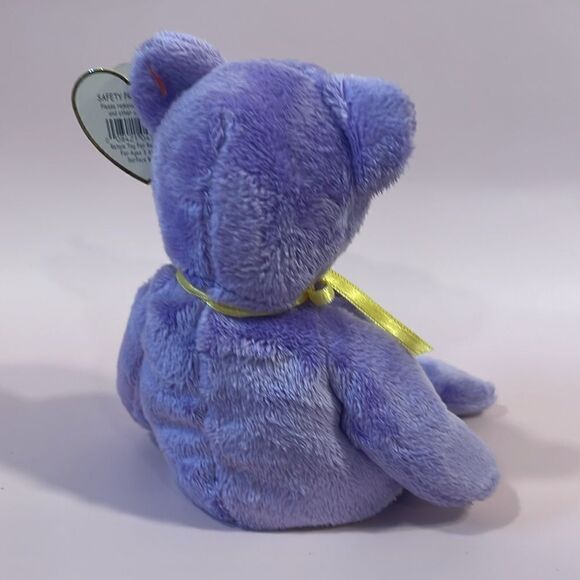 Ty 10 years Beanie Baby 2002 Eggs III The Bear Purple & Yellow Bear EUC NWT 9” - Picture 3 of 10